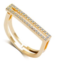 Esme Double Pave Bar Geo Gold Ring